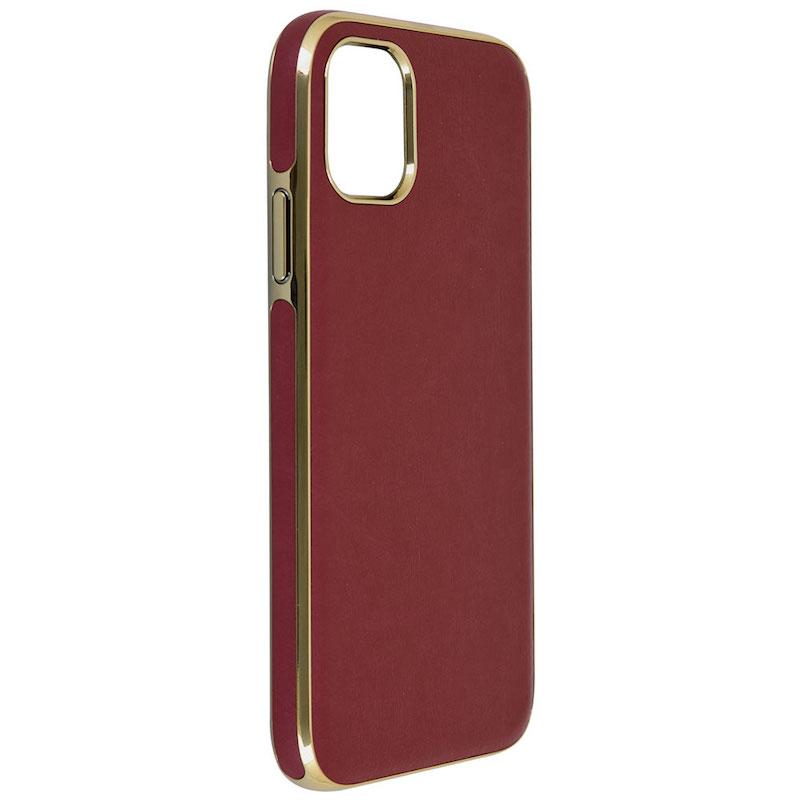 【iPhone11】サイドメッキレザーケース(ボルドー)