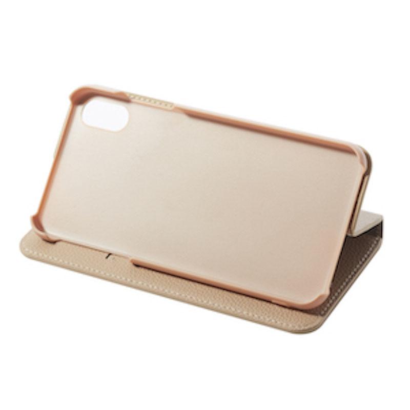 【iPhone XS Max】BOOK型 ケース(ベージュ)