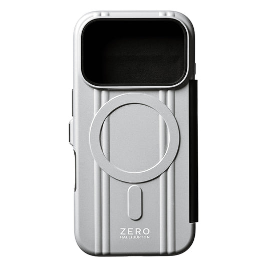 ZERO HALLIBURTON Hybrid Shockproof Flip Case for iPhone 18 Pro/17 Pro (Matte Silver)