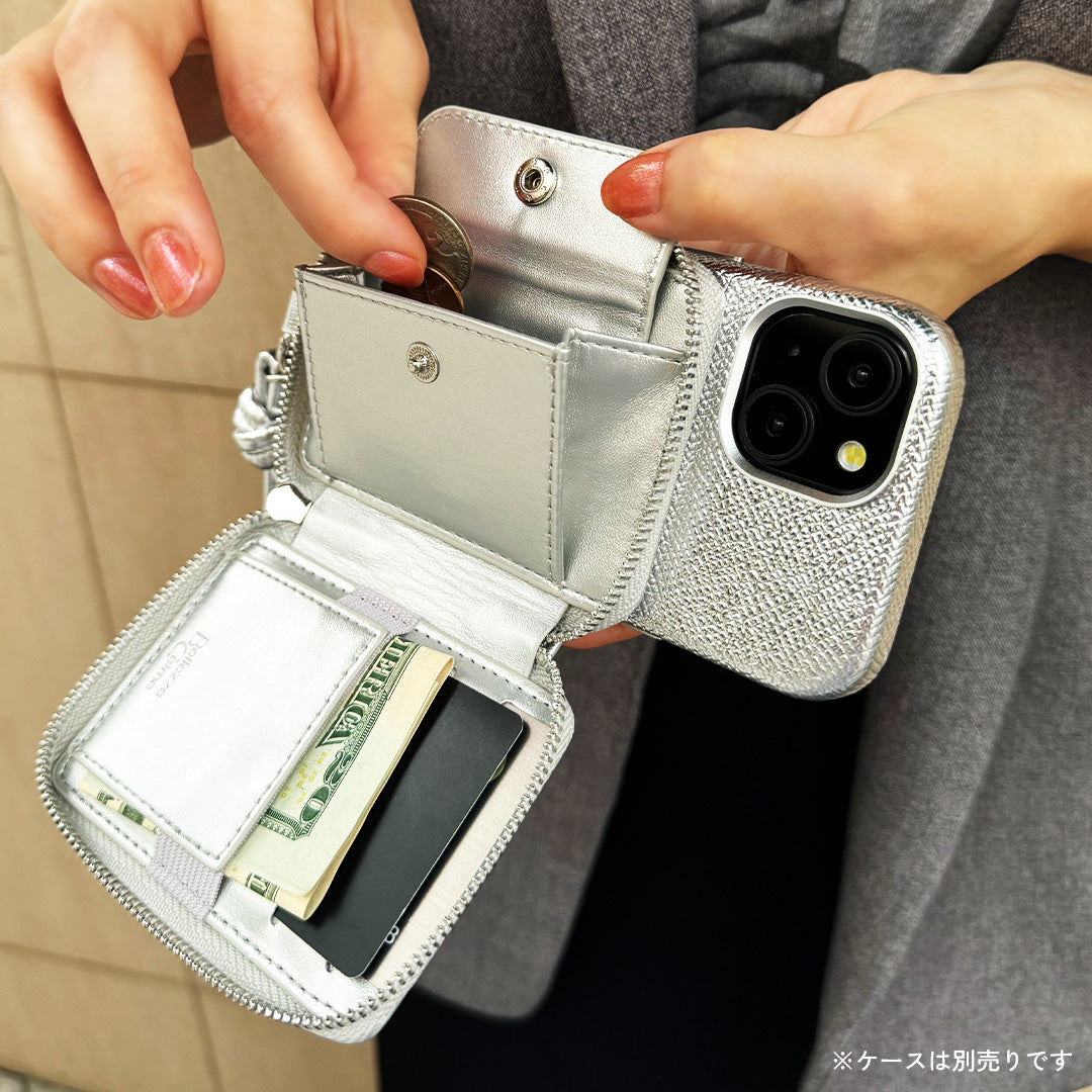 【MagSafe アクセサリー】Mag Coin Case with Hand Strap(silver)
