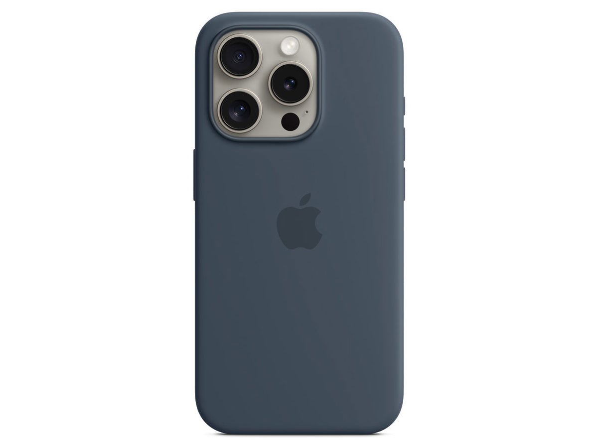 MagSafe対応iPhone15 Proシリコーンケース (ストームブルー)