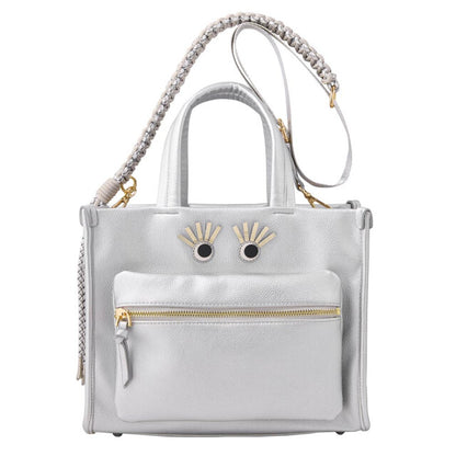follow me tote bag (silver)