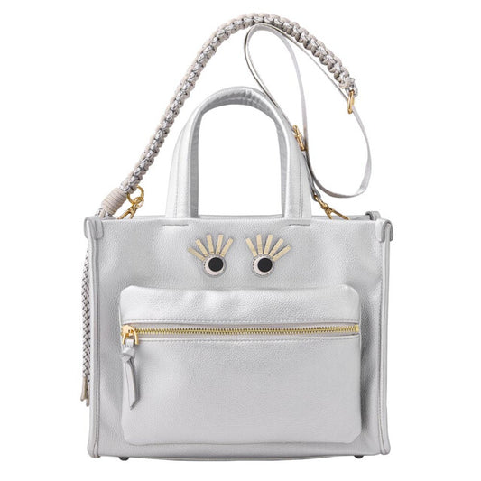 follow me tote bag (silver)