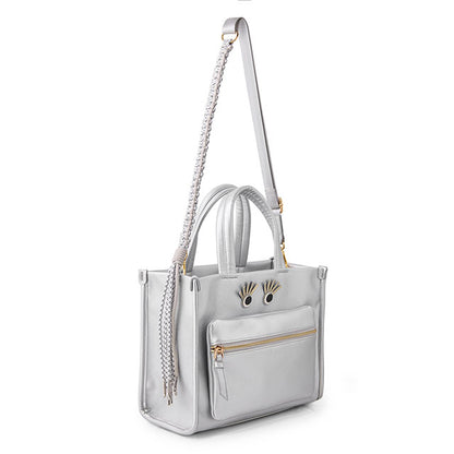 follow me tote bag (silver)