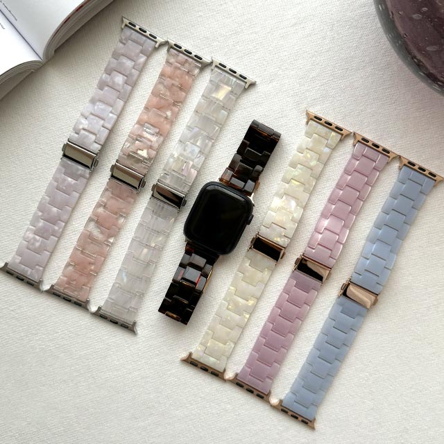 【Apple Watch バンド 41/40/38mm】マーブル樹脂バンド (ライトブルー) for Apple Watch SE(第2/1世代)/Series9/8/7/6/5/4/3/2/1