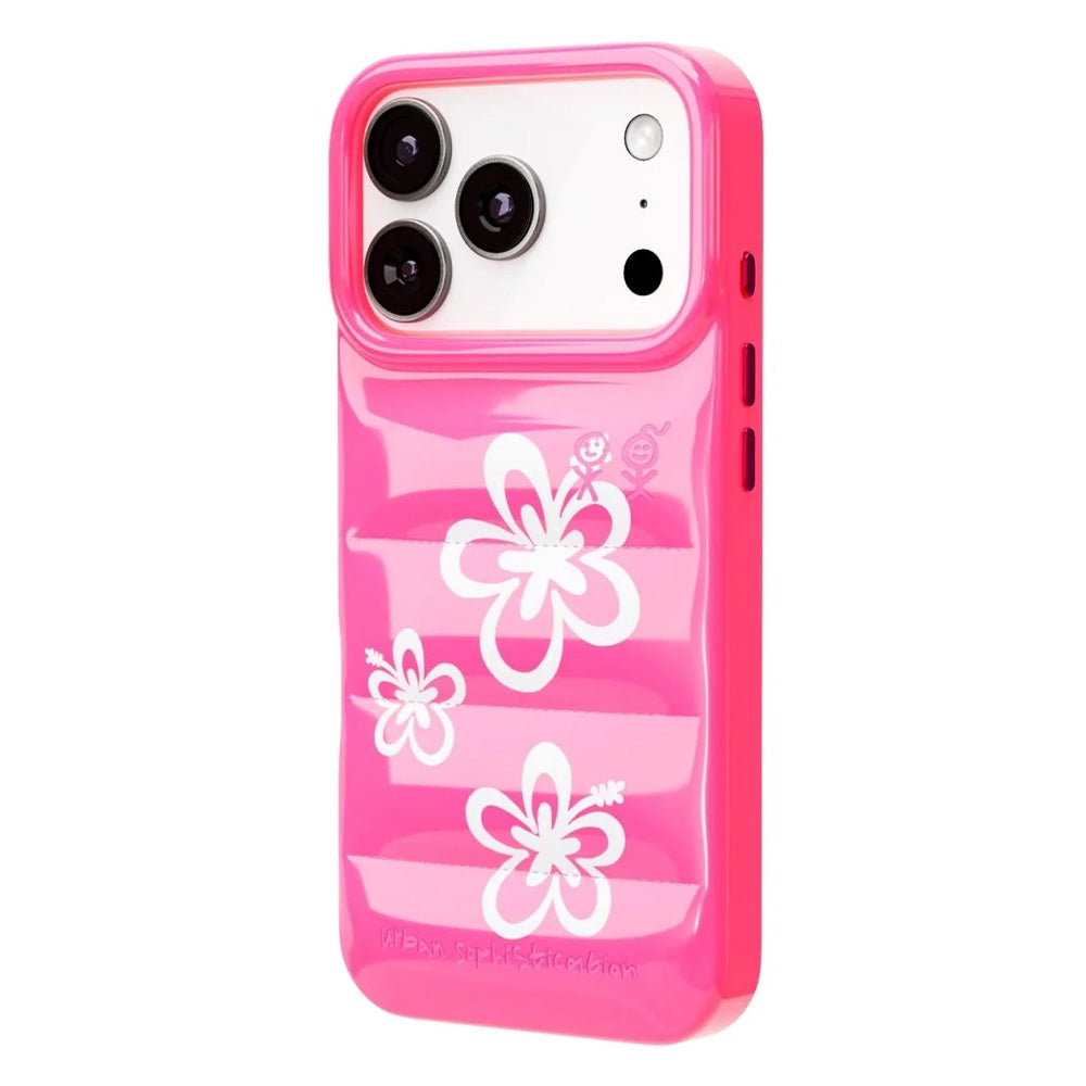 The Puffer Case (Hibiscus 02 in Neon Pink)