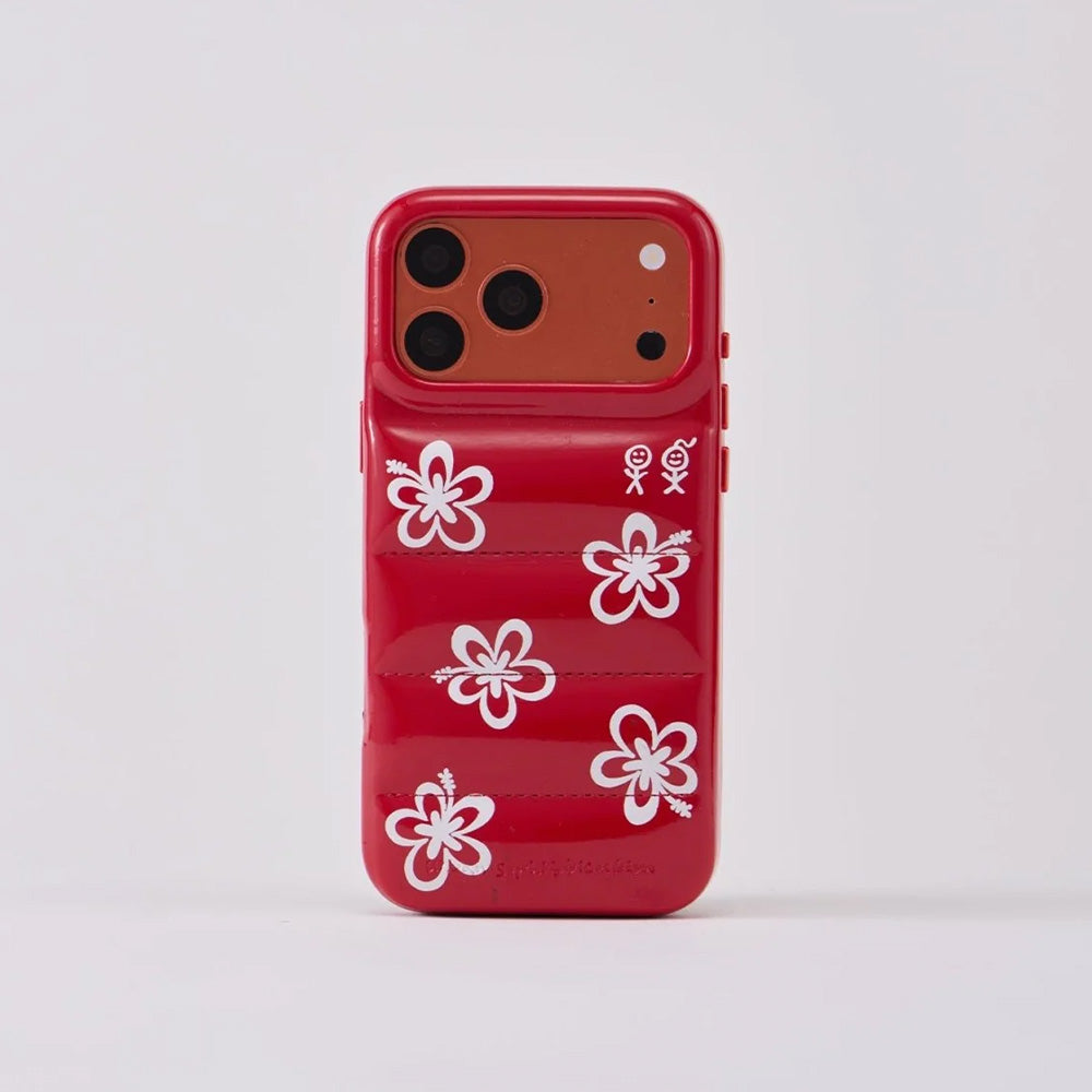 The Puffer Case (Hibiscus 01 in Tropical Red)