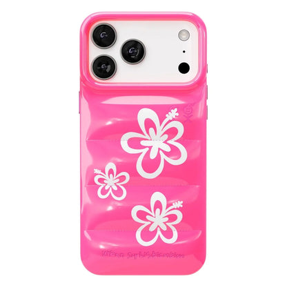 The Puffer Case (Hibiscus 02 in Neon Pink)