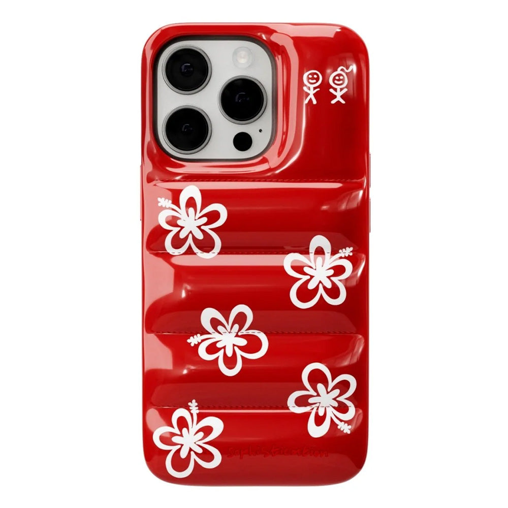 The Puffer Case (Hibiscus 01 in Tropical Red)