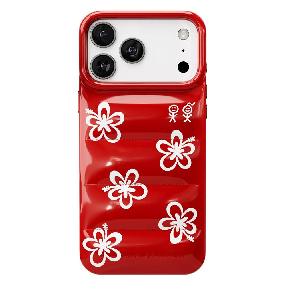 The Puffer Case (Hibiscus 01 in Tropical Red)