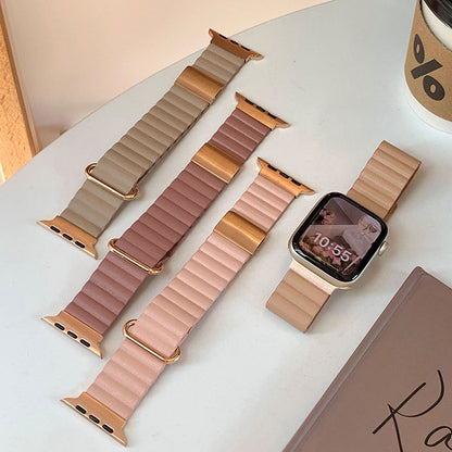 【Apple Watch バンド 41/40/38mm】レザーマグネットバンド (ライトグレー) for Apple Watch SE(第2/1世代)/Series9/8/7/6/5/4/3/2/1