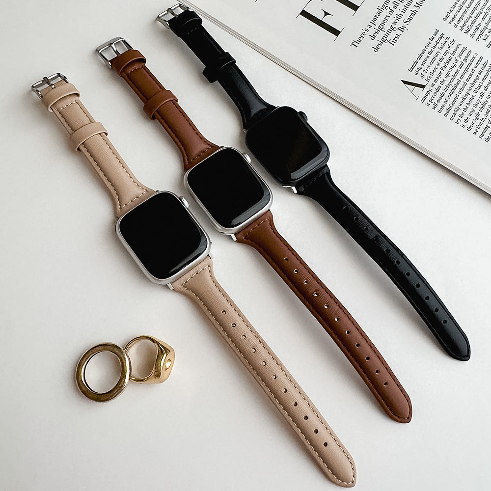 【Apple Watch38/40/41/42(S10)mm】Real Leather Band for Apple Watch (BROWN)