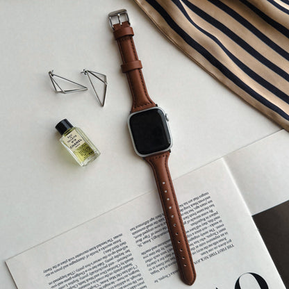 【Apple Watch38/40/41/42(S10)mm】Real Leather Band for Apple Watch (BROWN)