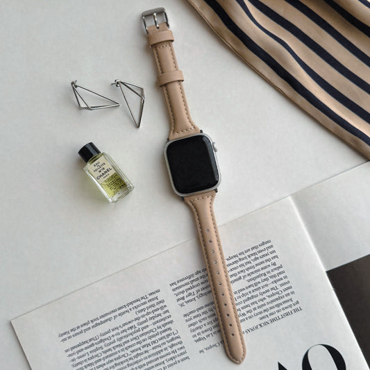 【Apple Watch38/40/41/42(S10)mm】Real Leather Band for Apple Watch (GREIGE)