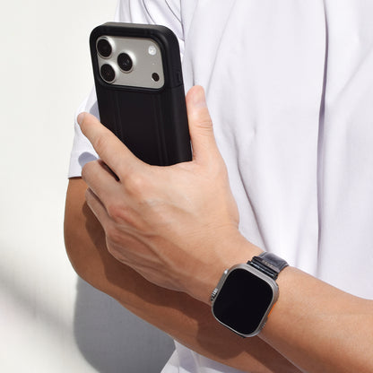 For Apple Watch (49/46/45/44mm)ZERO HALLIBURTON Leather WatchBand (Black)