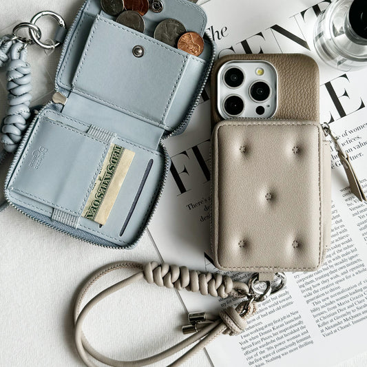 【MagSafe アクセサリー】Mag Coin Case with Hand Strap(greige)
