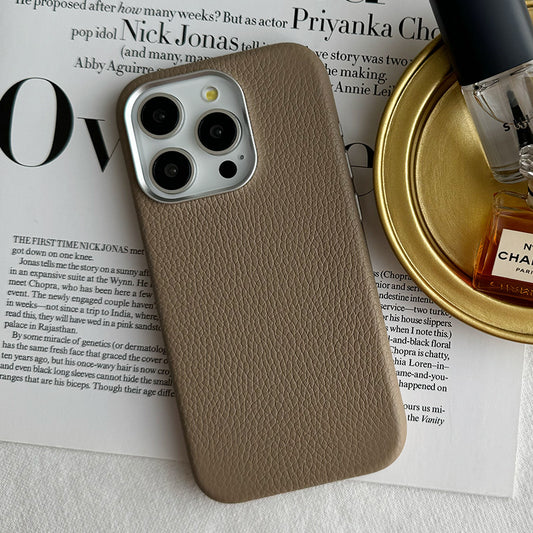 Rich in color Leather Mag Case (latte beige)