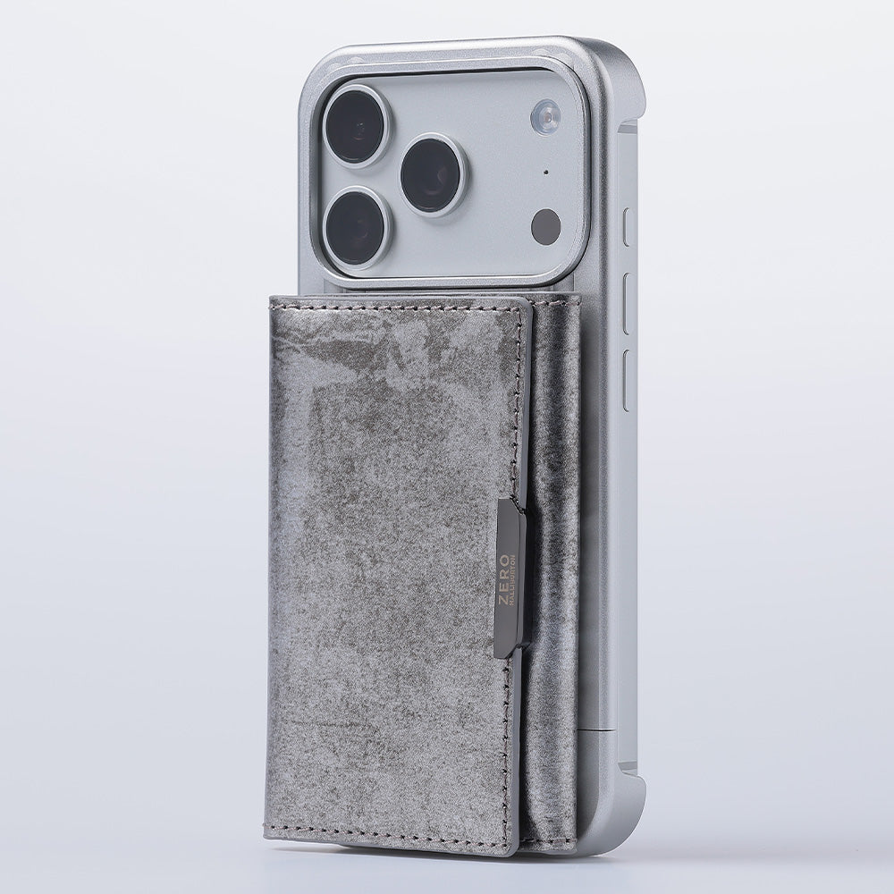 Leather Mag Card Case (Silver)
