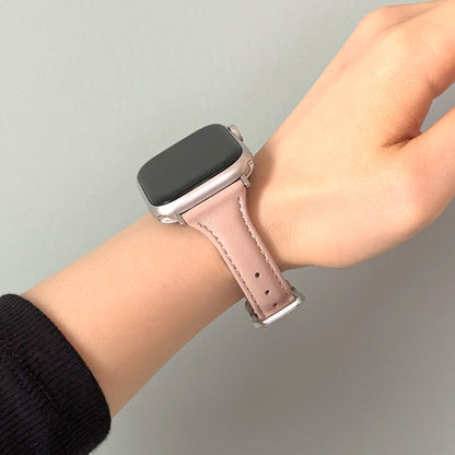 【Apple Watch バンド 41/40/38mm】シンプルレザースリムバンド (ピンク) for Apple Watch SE(第2/1世代)/Series9/8/7/6/5/4/3/2/1