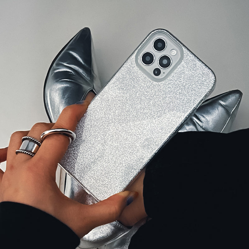 【iPhone13 Pro】シャイニーケース (シルバー)