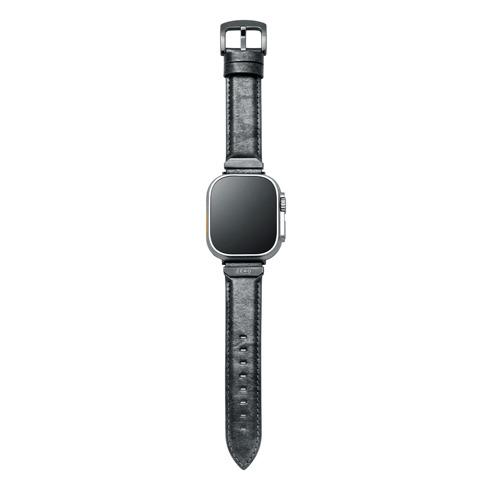 For Apple Watch (49/46/45/44mm)ZERO HALLIBURTON Leather WatchBand (Black)