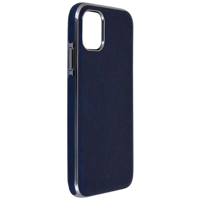 【iPhone11】サイドメッキレザーケース(ネイビー)