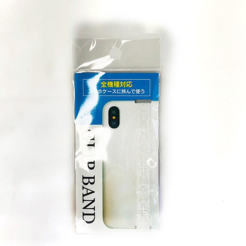 【各種スマートフォンケース対応】GLIPBAND バンド型ストラップ(バロック柄 ホワイトクリア)