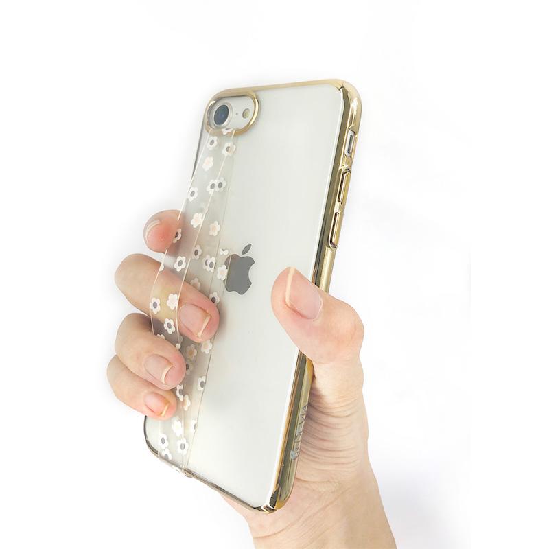 【各種スマートフォンケース対応】GLIPBAND バンド型ストラップ(花柄　クリア)