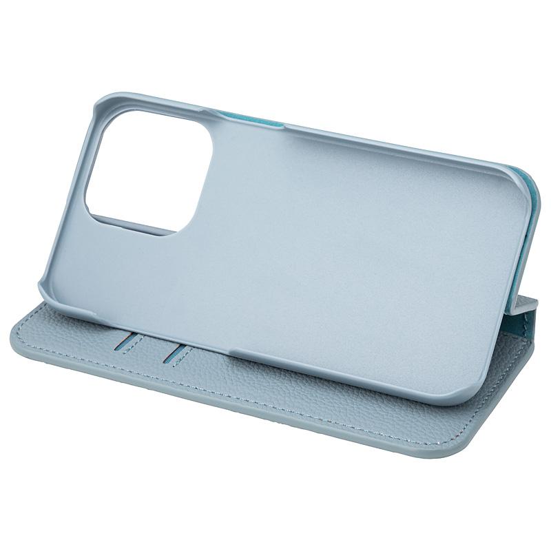 【iPhone13 Pro】スタンド型手帳ケース (ミスティグレー)