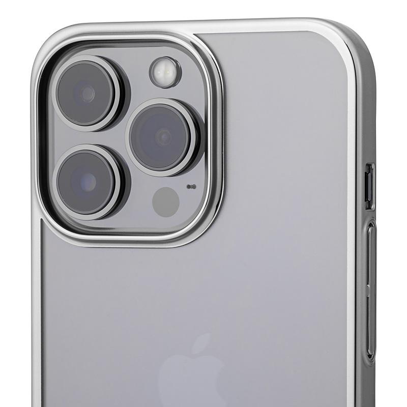 【iPhone13 Pro】サイドメッキケース (シルバー)