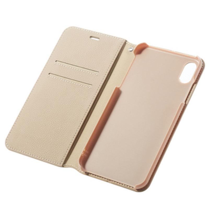 【iPhone XS Max】BOOK型 ケース(ベージュ)