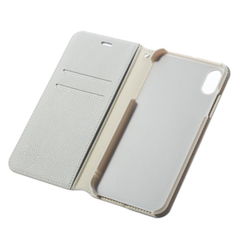 【iPhone XS Max】BOOK型 ケース(グレイ)