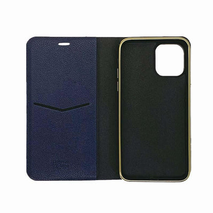 【iPhone11 Pro】2WAY 手帳型ケース(ゴールド×ネイビー)