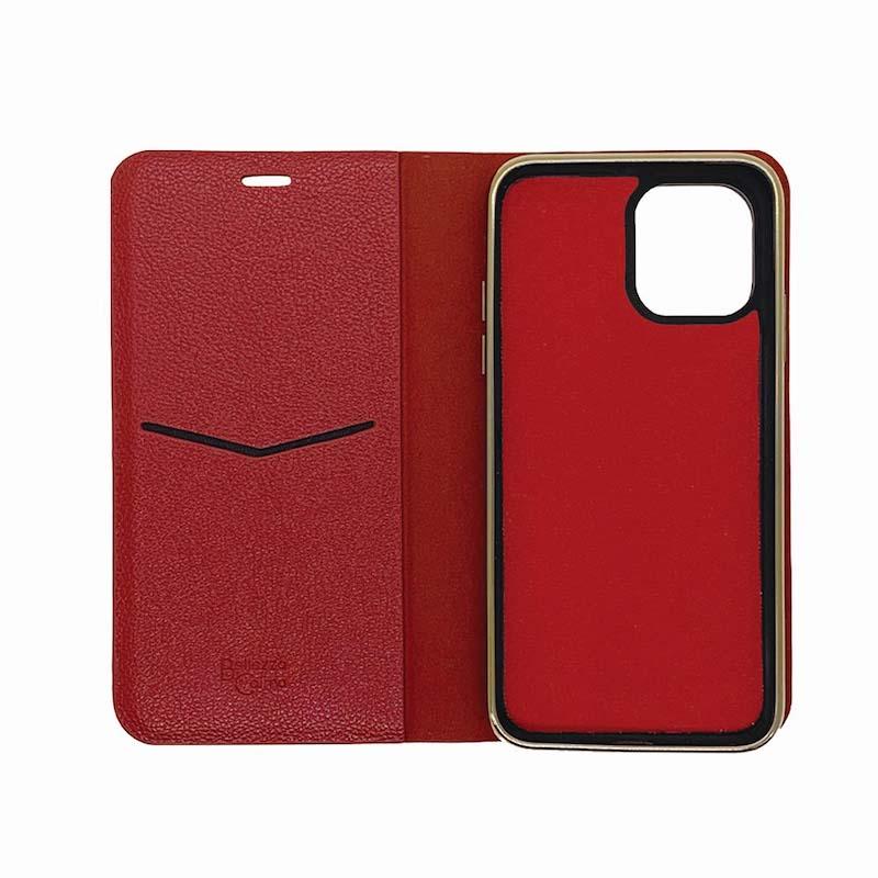 【iPhone11 Pro】2WAY 手帳型ケース(ゴールド×レッド)