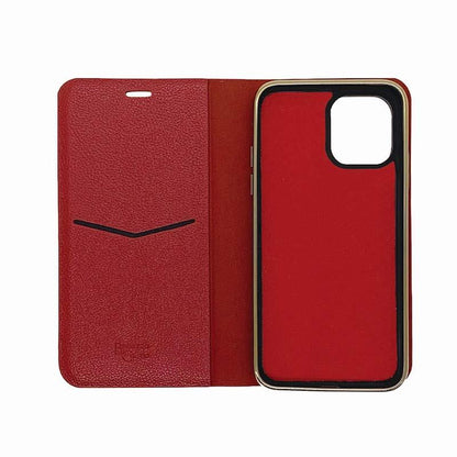【iPhone11 Pro】2WAY 手帳型ケース(ゴールド×レッド)