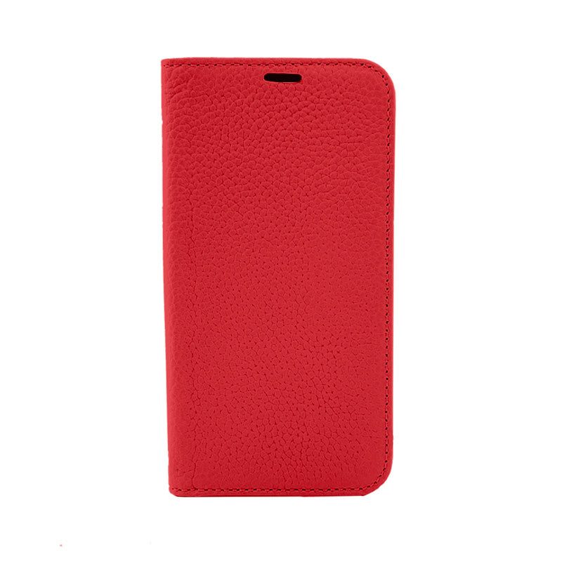 【iPhone13 Pro】REAL LEATHER 手帳ケース (レッド)