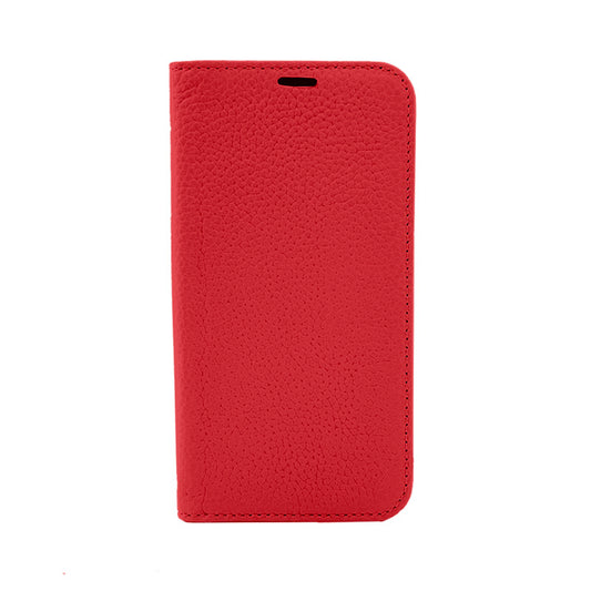 【iPhone13 Pro】REAL LEATHER 手帳ケース (レッド)
