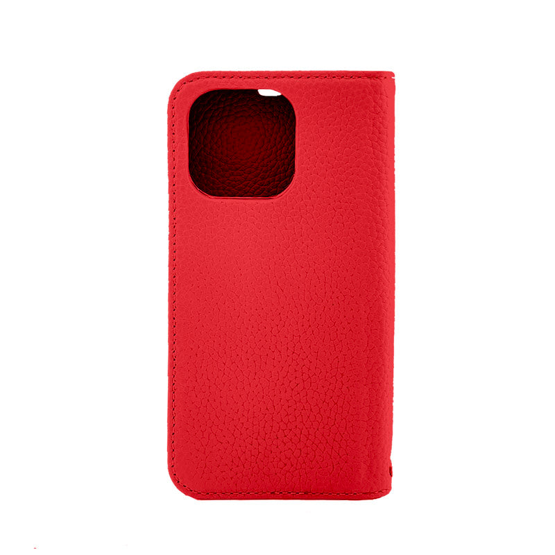 【iPhone13 Pro】REAL LEATHER 手帳ケース (レッド)