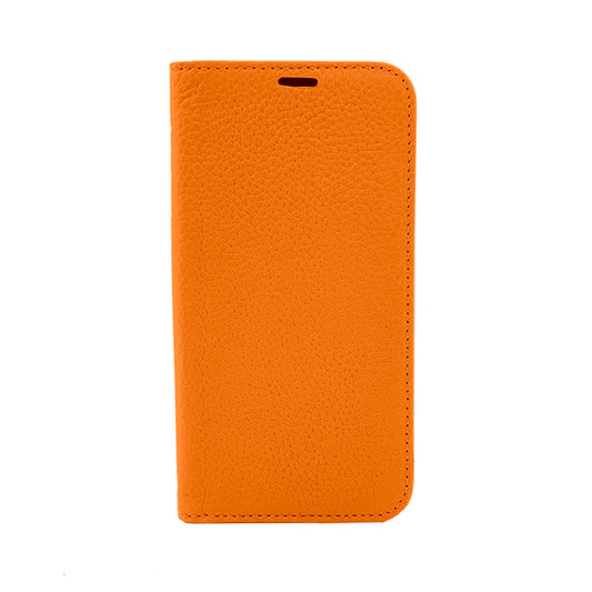 【iPhone13 Pro】REAL LEATHER 手帳ケース (オレンジ)