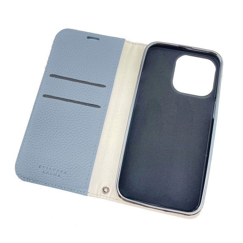 【iPhone13 Pro】REAL LEATHER 手帳ケース (パウダーブルー)