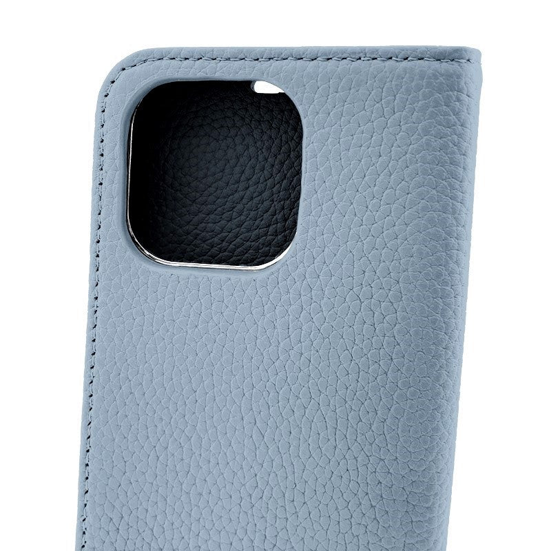 【iPhone13 Pro】REAL LEATHER 手帳ケース (パウダーブルー)